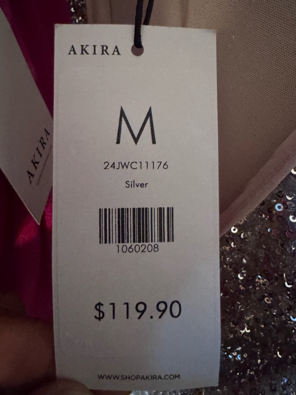 AKIRA Silver Sequin Wrap Mini Dress S & M NWT Long Sleeve Party Glam - Picture 4 of 4